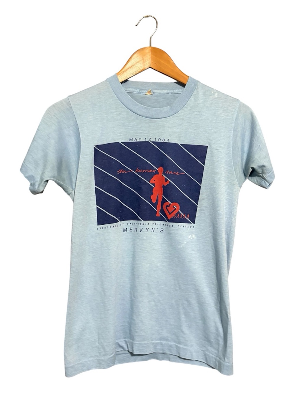 SCREEN STARS Vintage 1984 Light Blue Graphic Tee - Single Stitch Trashed